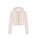 Ribbed Crop Hoodie - Light Brown and White