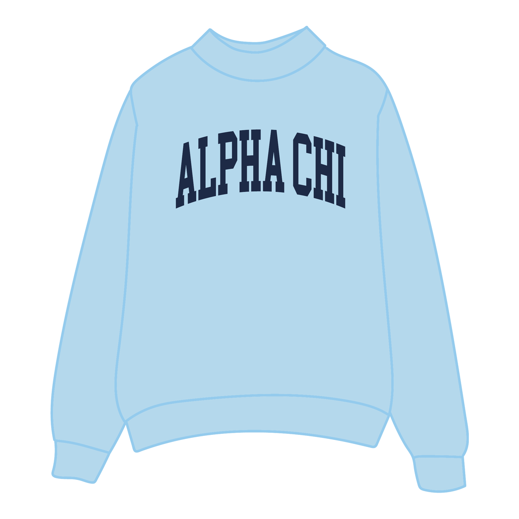 Alpha Chi Omega Mockneck Sweatshirt — Blue