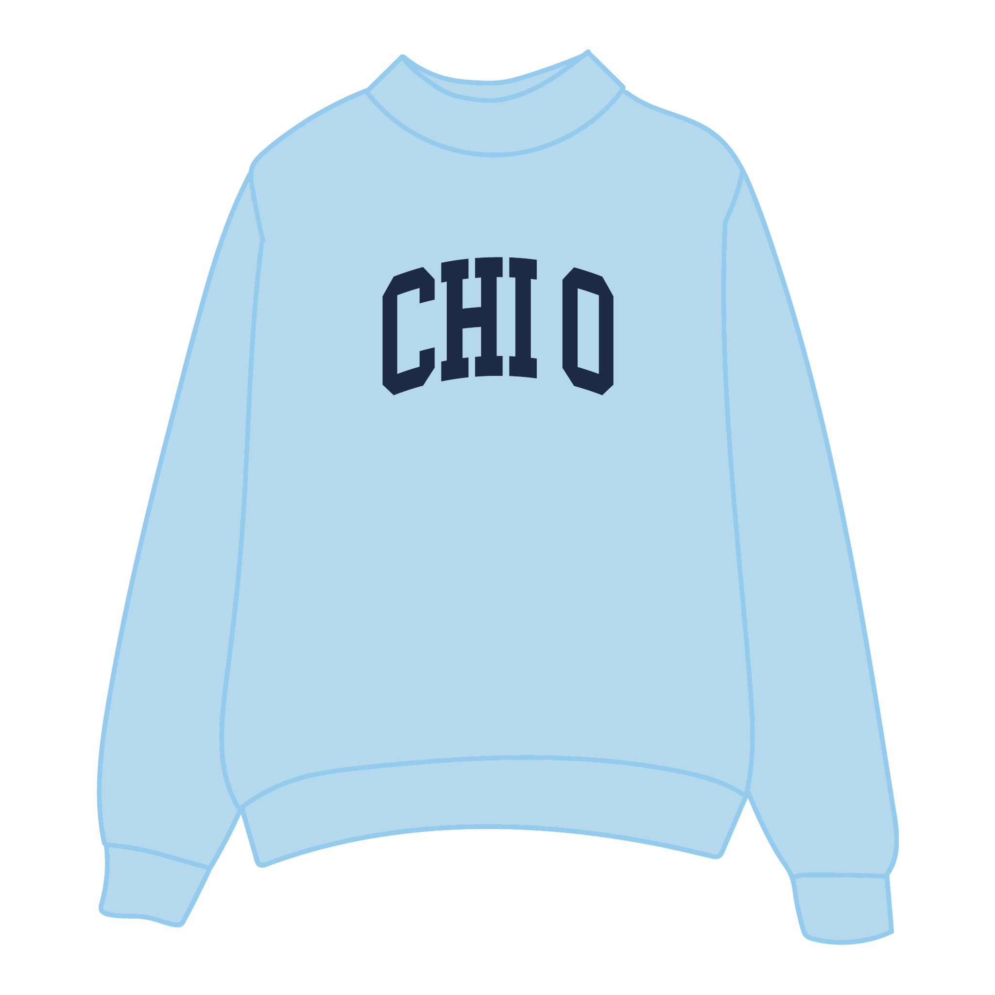 Chi Omega Mockneck Sweatshirt — Blue