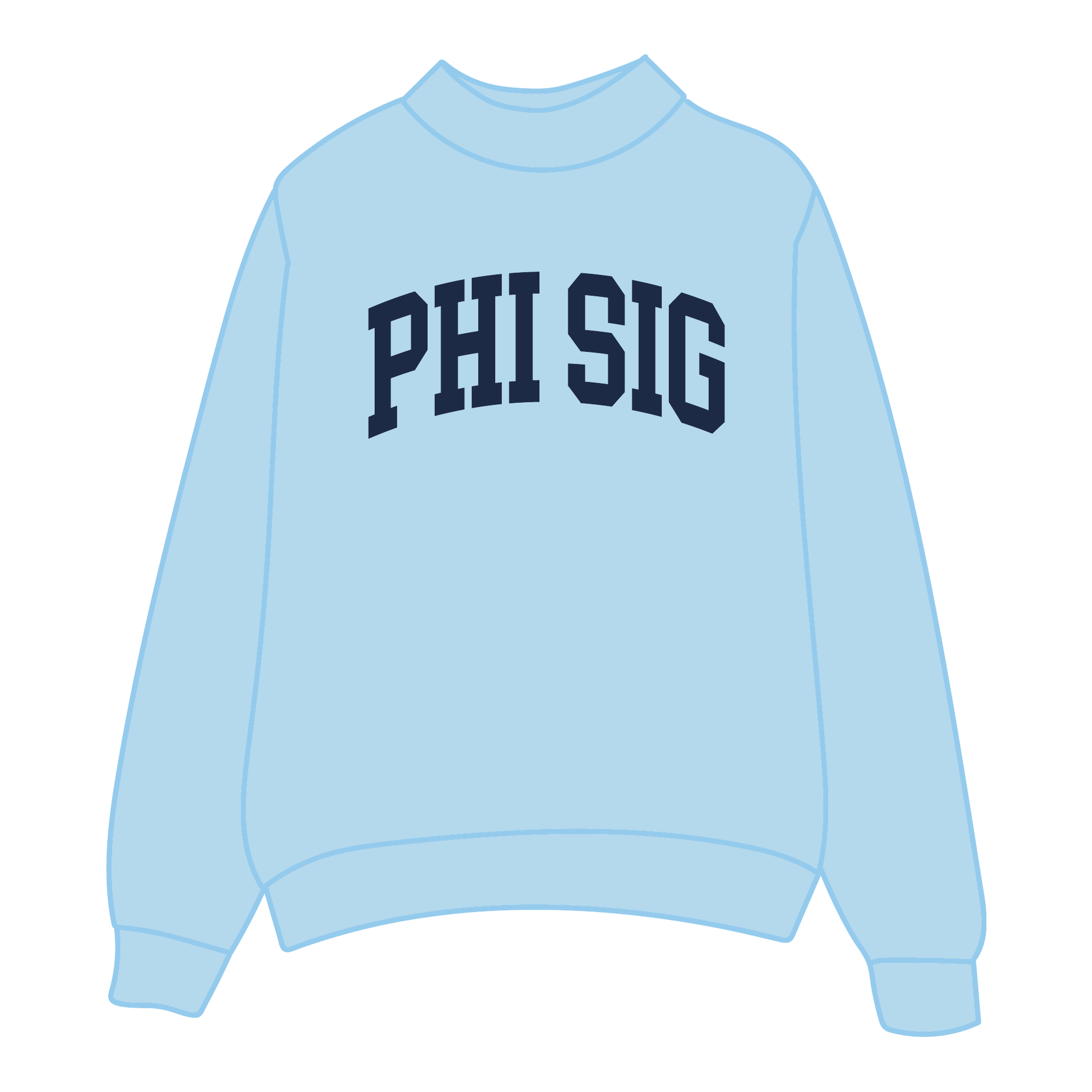 Phi Sigma Sigma Mockneck Sweatshirt — Blue