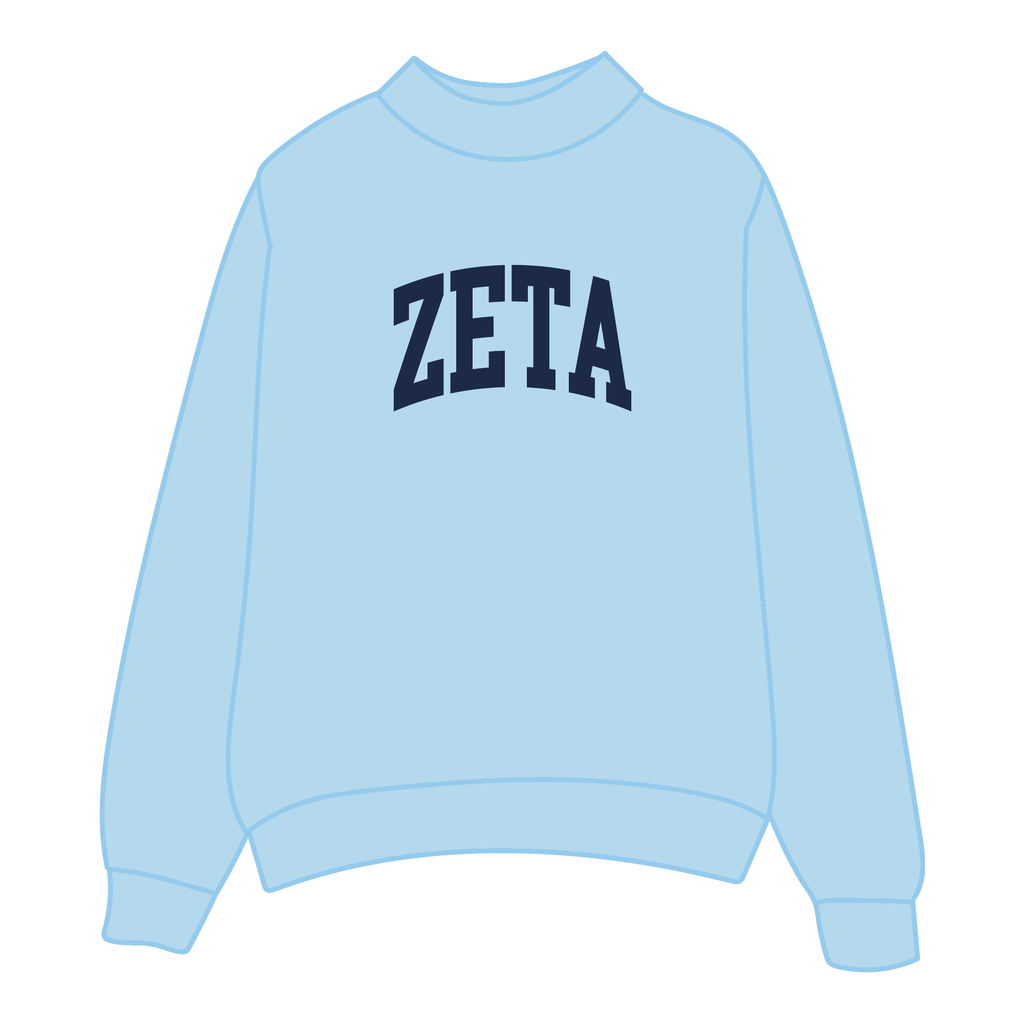 Zeta Tau Alpha Mockneck Sweatshirt — Blue