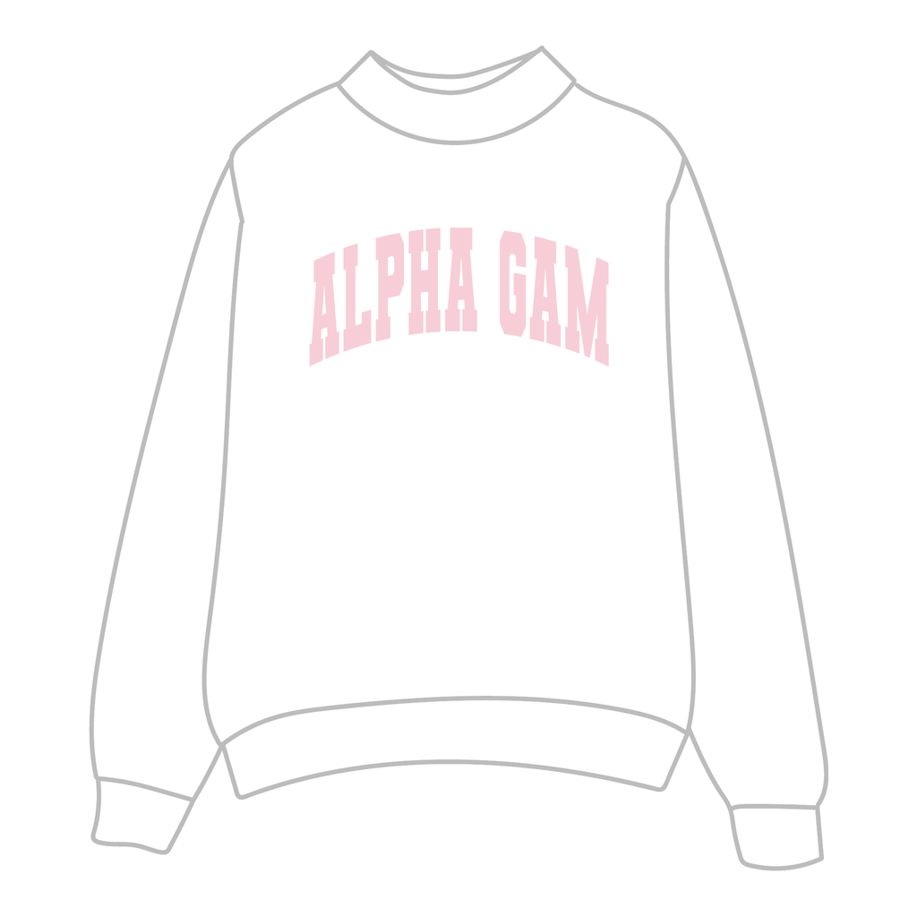 Alpha Gamma Delta Mockneck Sweatshirt — White