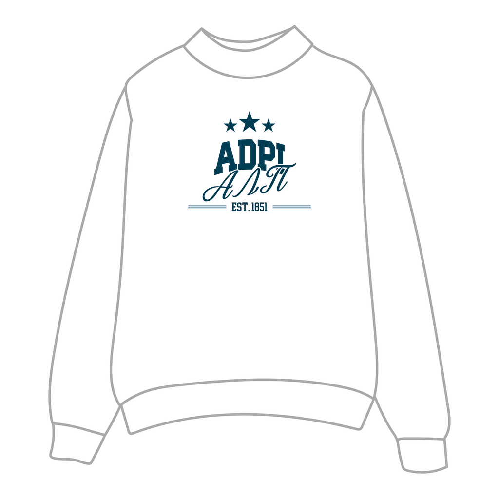 Alpha Delta Pi Mockneck Sweatshirt — White