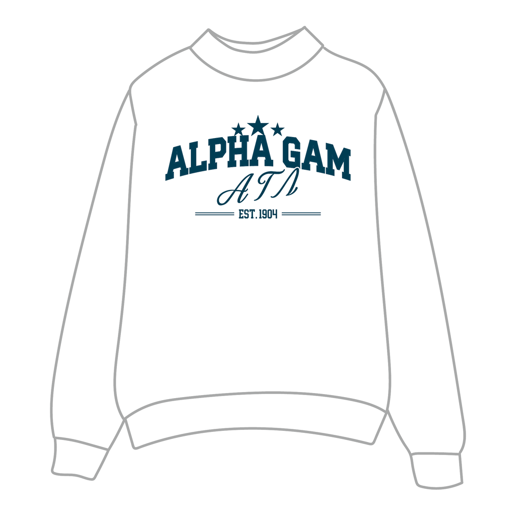 Alpha Gamma Delta Mockneck Sweatshirt — White