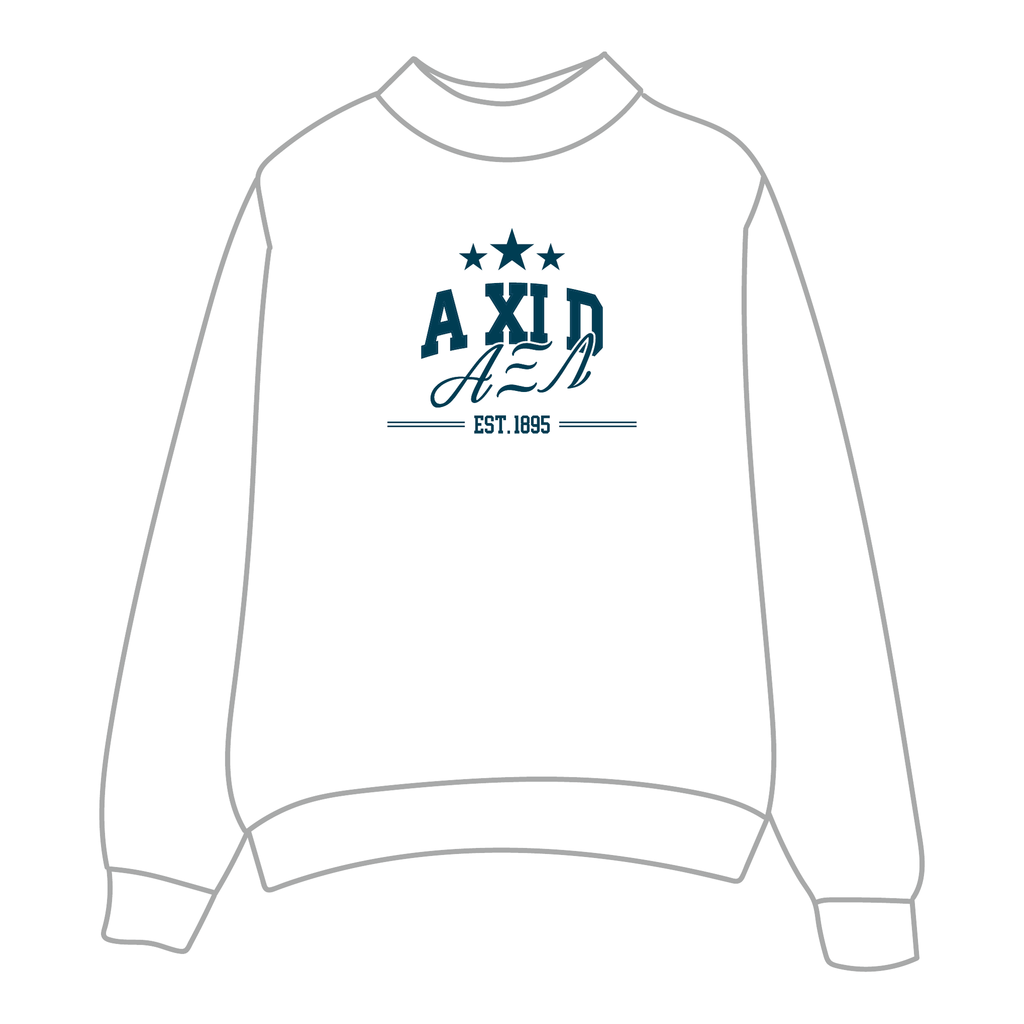 Alpha Xi Delta Mockneck Sweatshirt — White