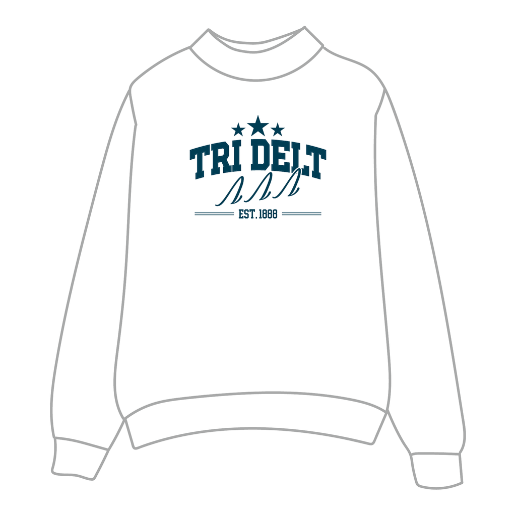 Delta Delta Delta Mockneck Sweatshirt — White