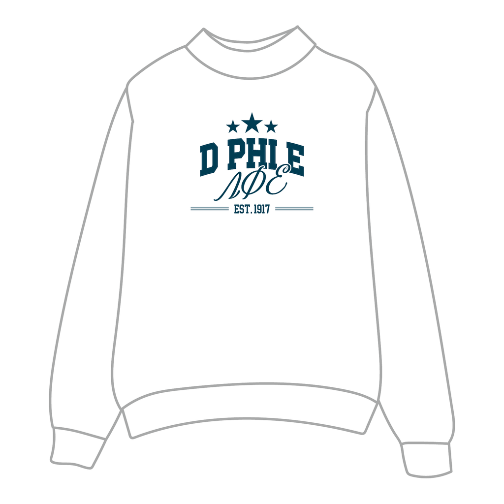 Delta Phi Epsilon Mockneck Sweatshirt — White