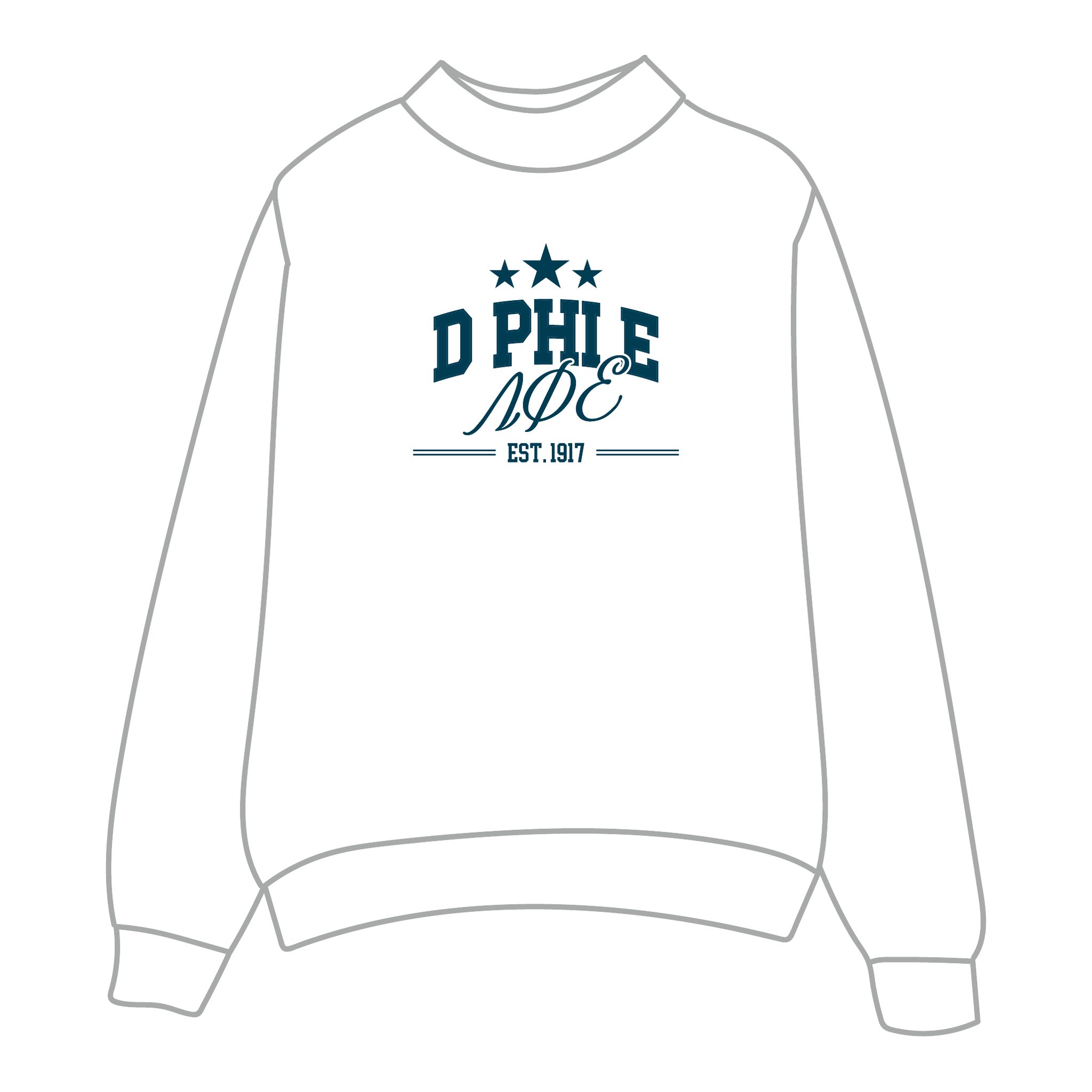 Delta Phi Epsilon Mockneck Sweatshirt — White