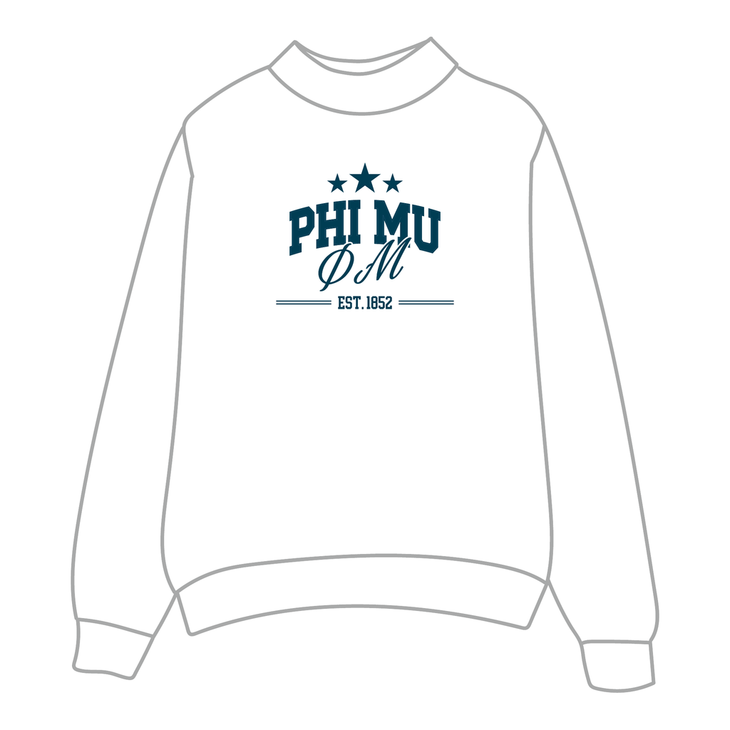 Phi Mu Mockneck Sweatshirt — White