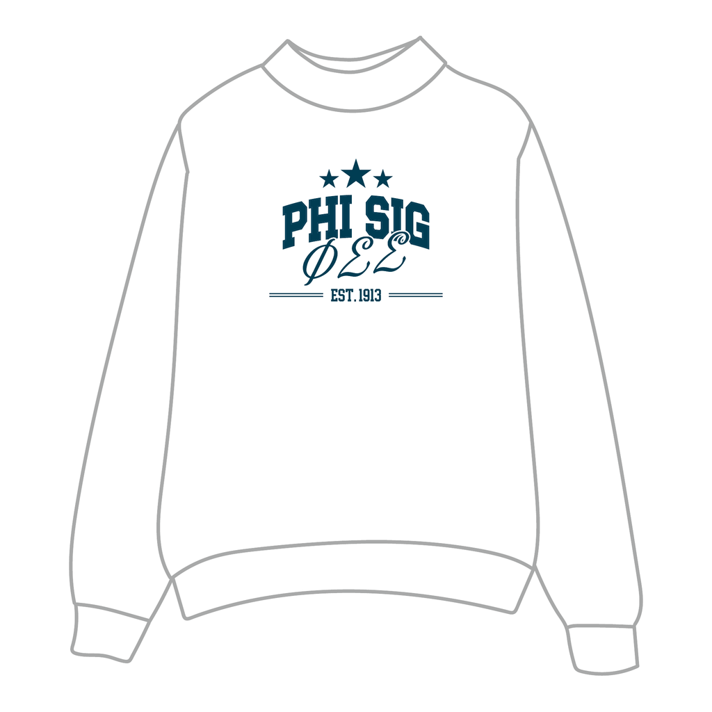 Phi Sigma Sigma Mockneck Sweatshirt — White