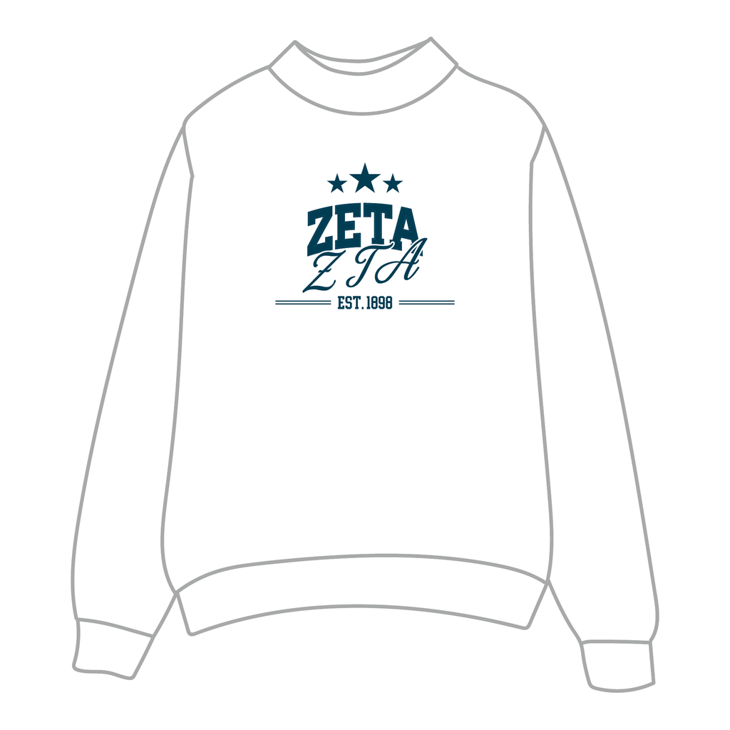 Zeta Tau Alpha Mockneck Sweatshirt — White