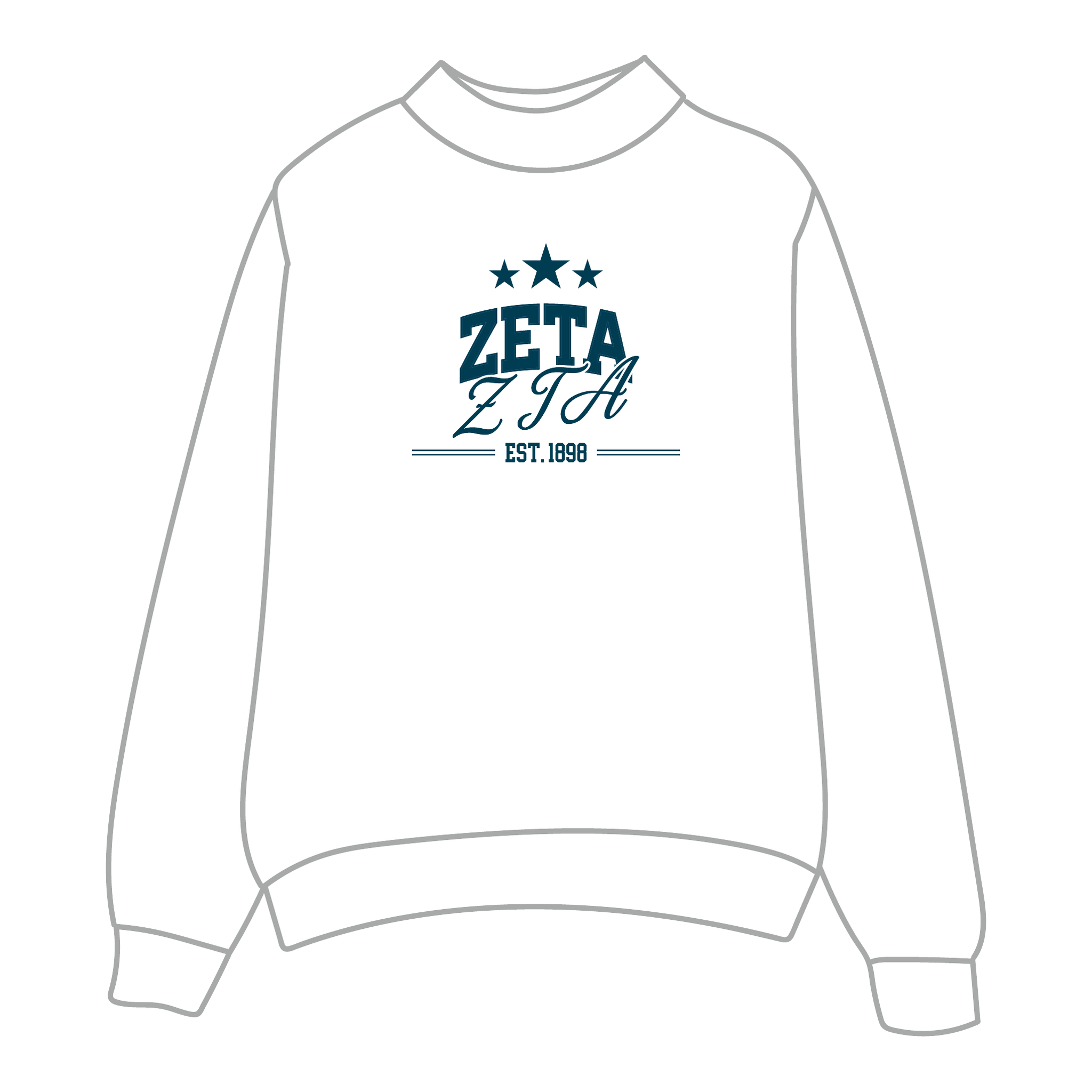Zeta Tau Alpha Mockneck Sweatshirt — White