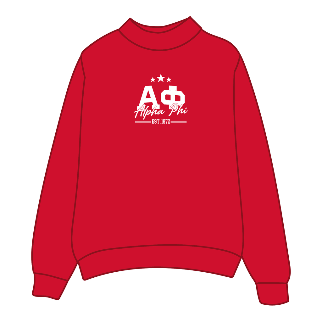 Alpha Phi Mockneck Sweatshirt — Red