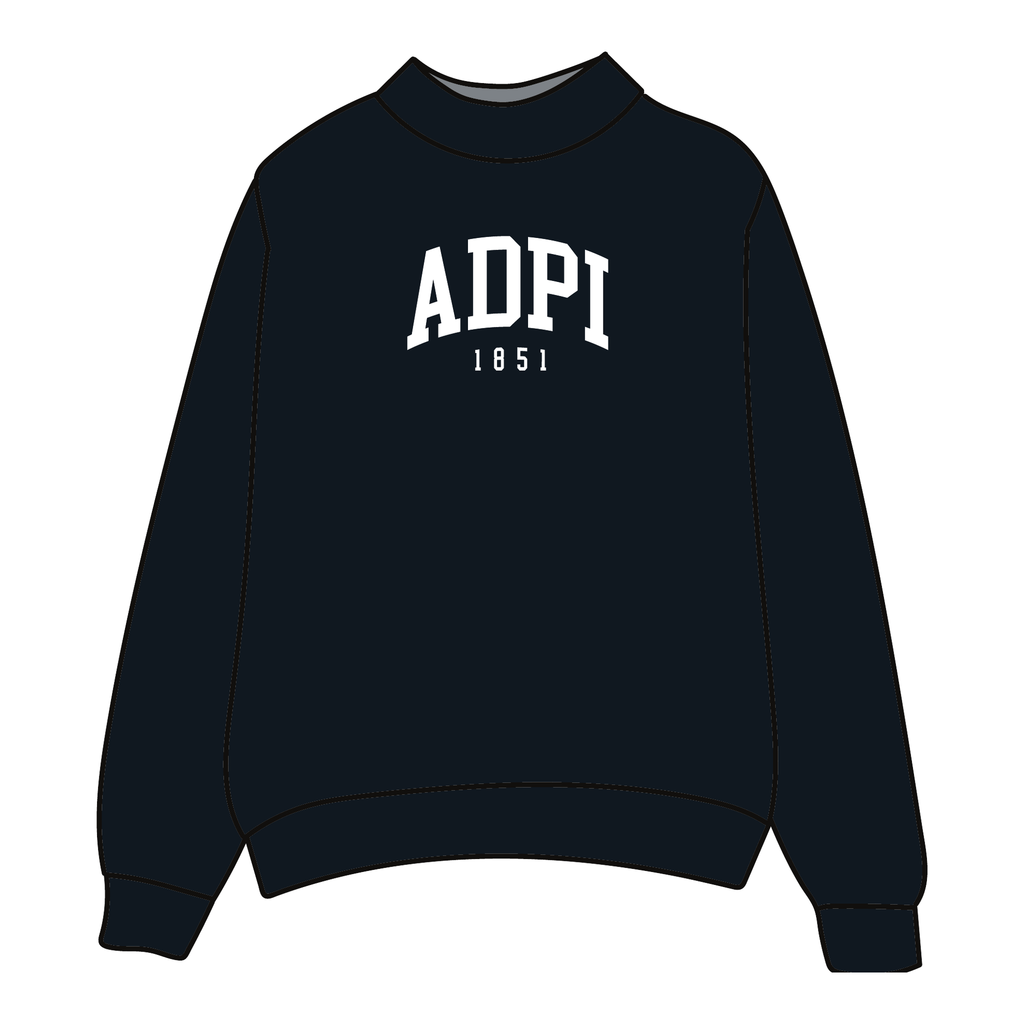 Alpha Delta Pi Mockneck Sweatshirt — Black