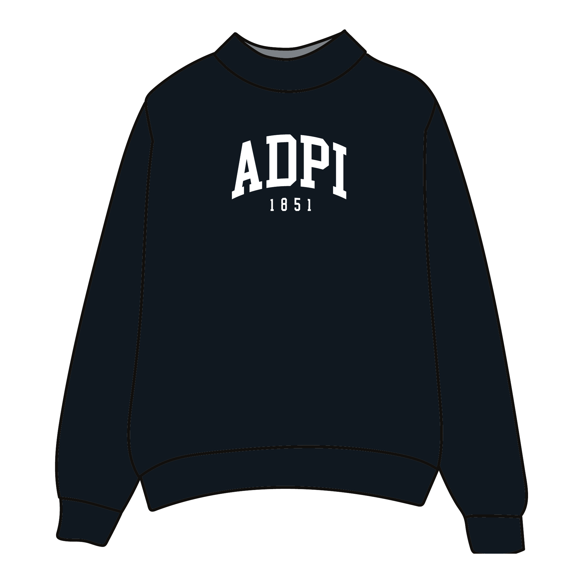 Alpha Delta Pi Mockneck Sweatshirt — Black