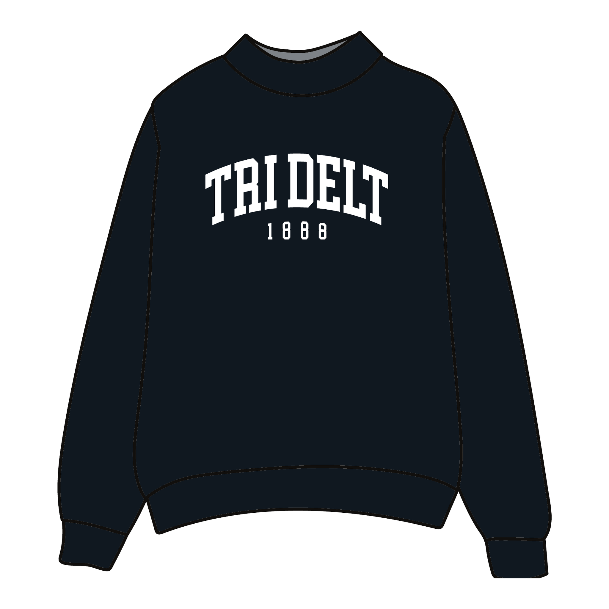 Delta Delta Delta Mockneck Sweatshirt — Black