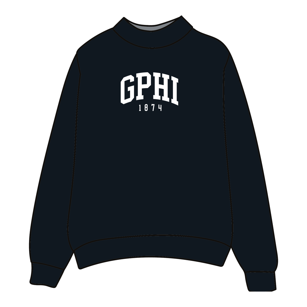 Gamma Phi Beta Mockneck Sweatshirt — Black