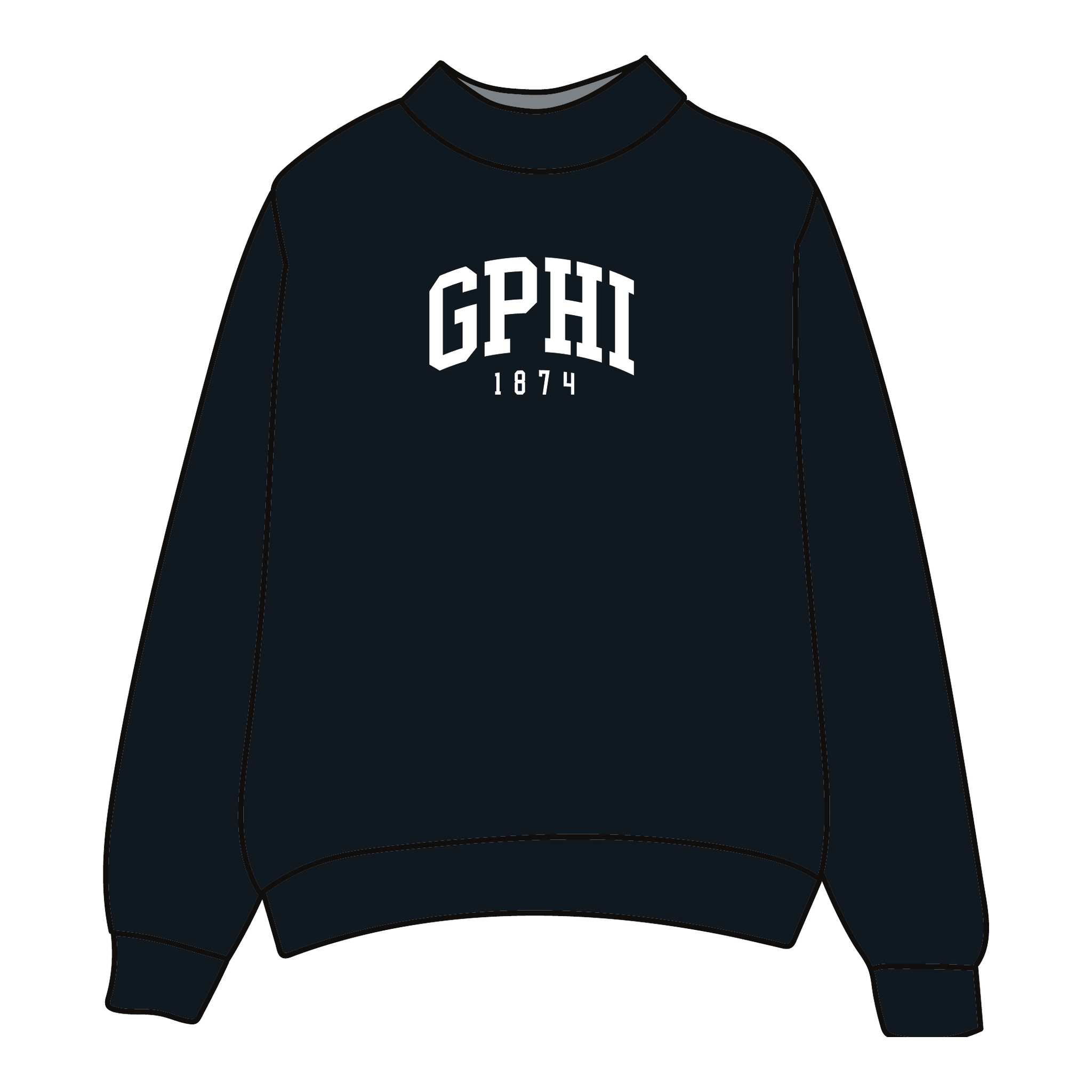 Gamma Phi Beta Mockneck Sweatshirt — Black