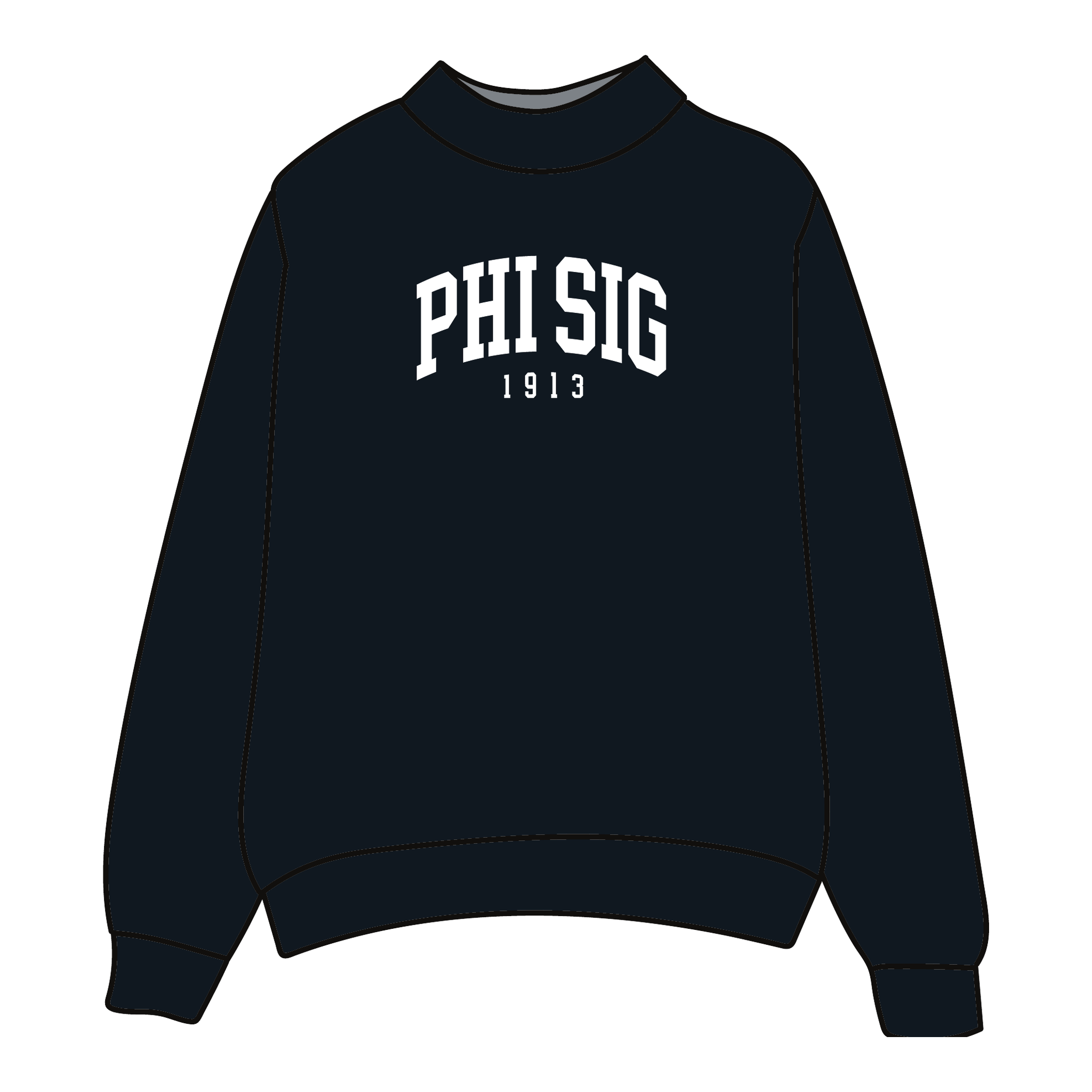 Phi Sigma Sigma Mockneck Sweatshirt — Black