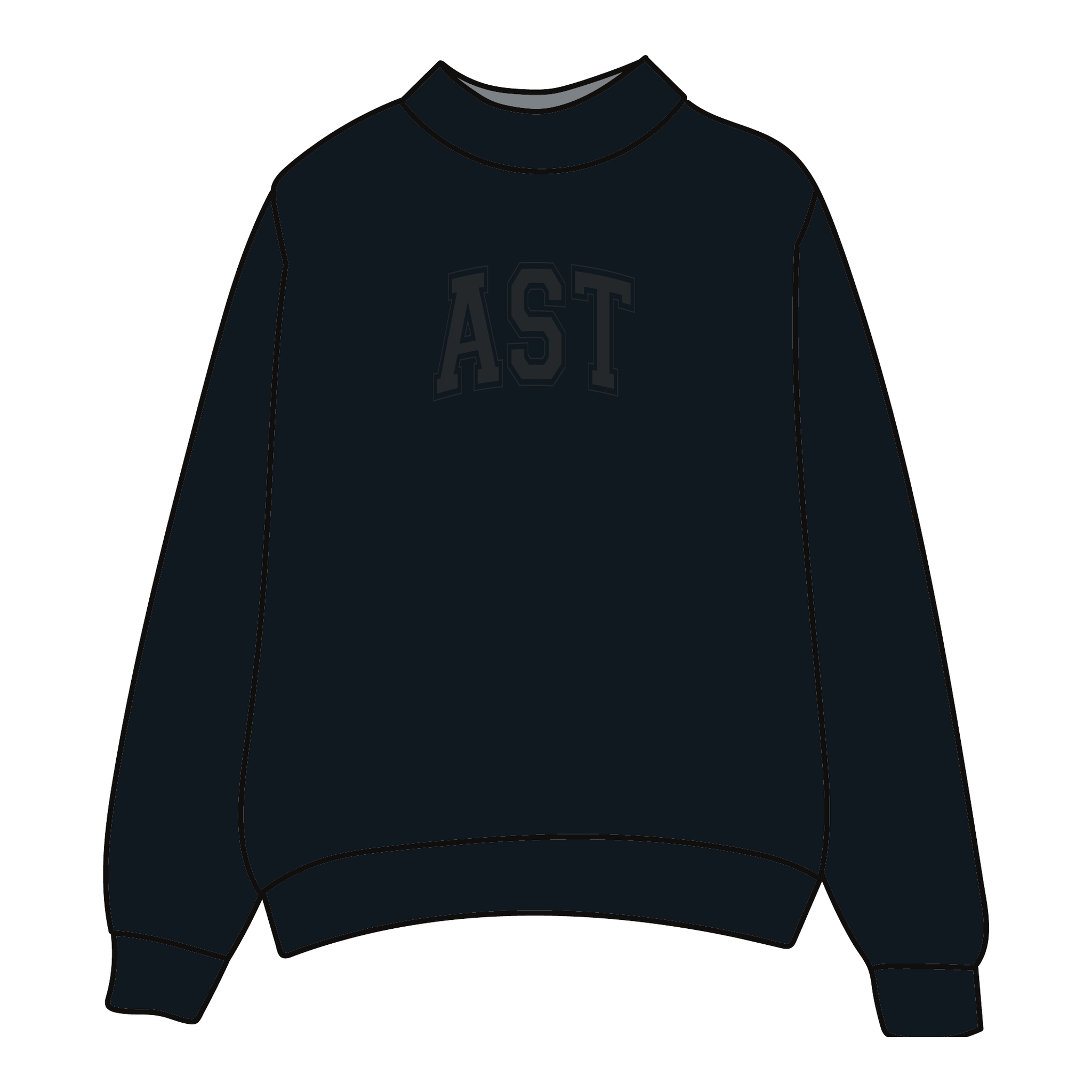 Alpha Sigma Tau Mockneck Sweatshirt — Black