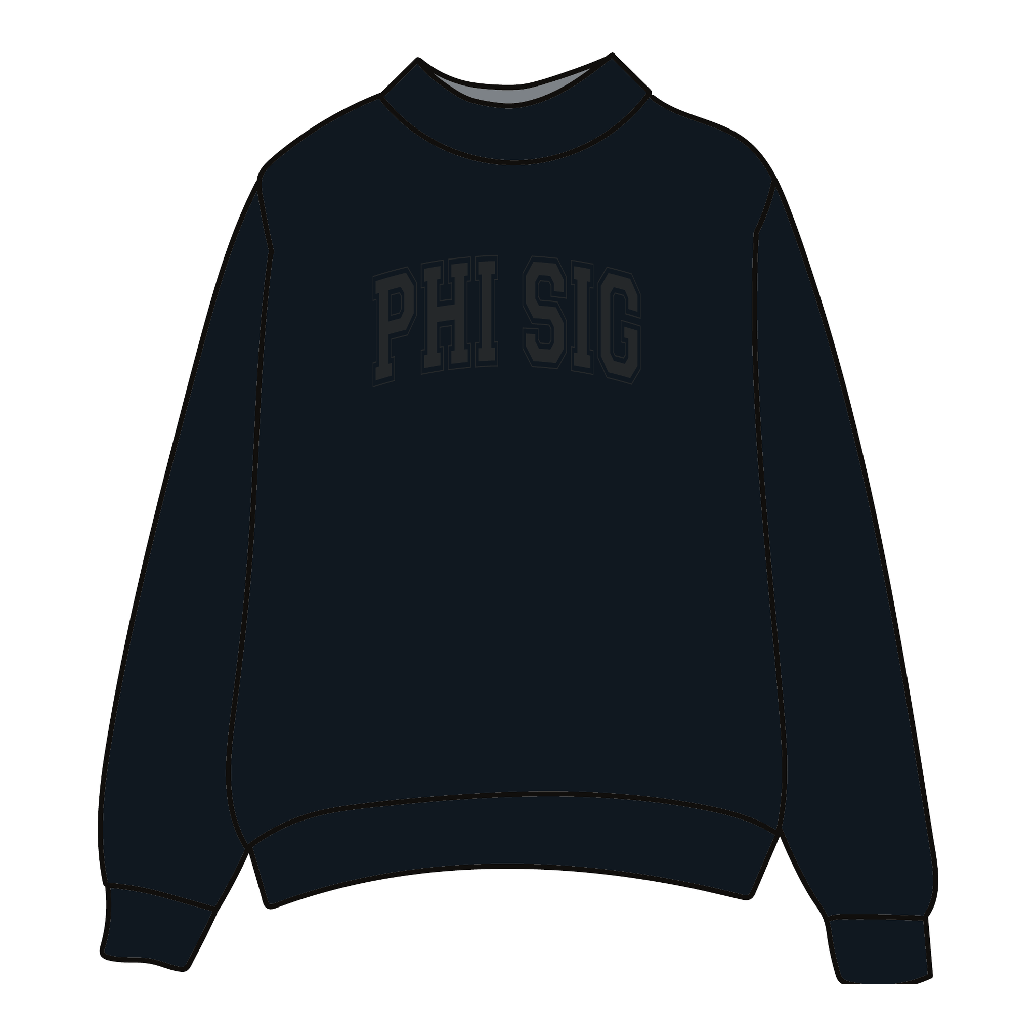 Phi Sigma Sigma Mockneck Sweatshirt — Black
