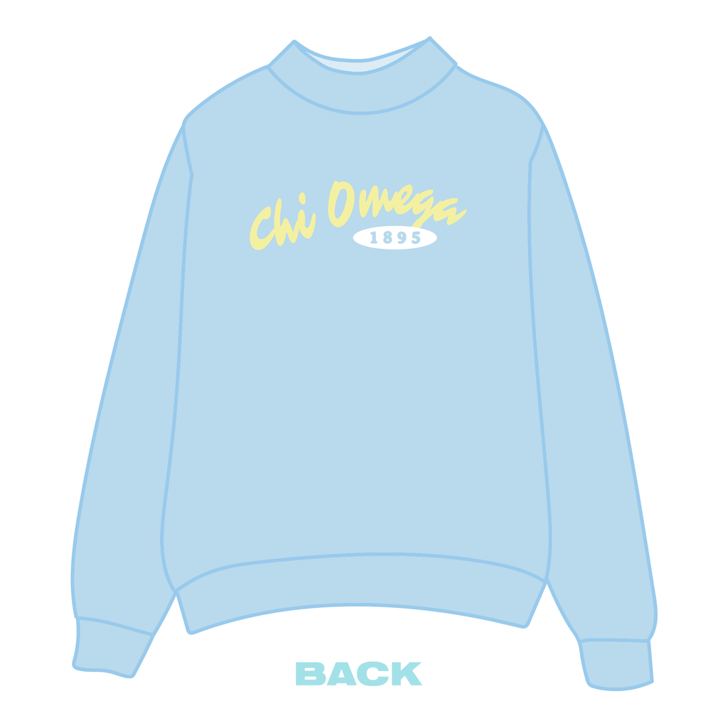 Chi Omega Mockneck Sweatshirt — Blue