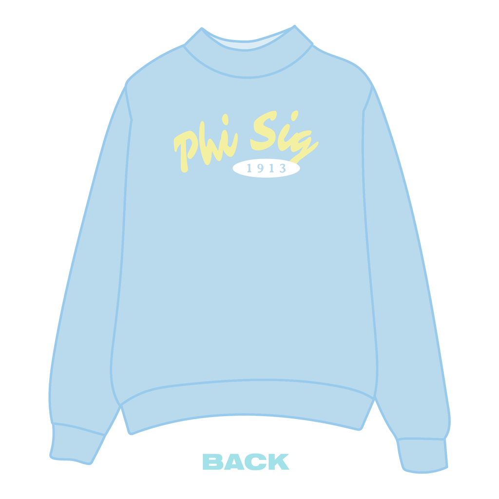 Phi Sigma Sigma Mockneck Sweatshirt — Blue