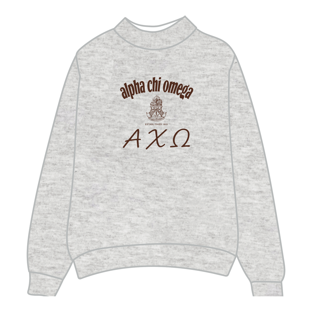 Alpha Chi Omega Mockneck Sweatshirt — Heather Gray