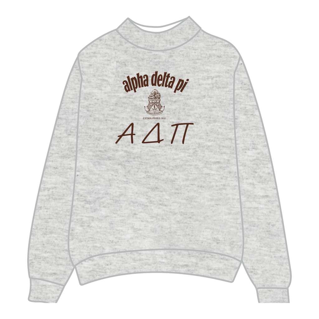 Alpha Delta Pi Mockneck Sweatshirt — Heather Gray