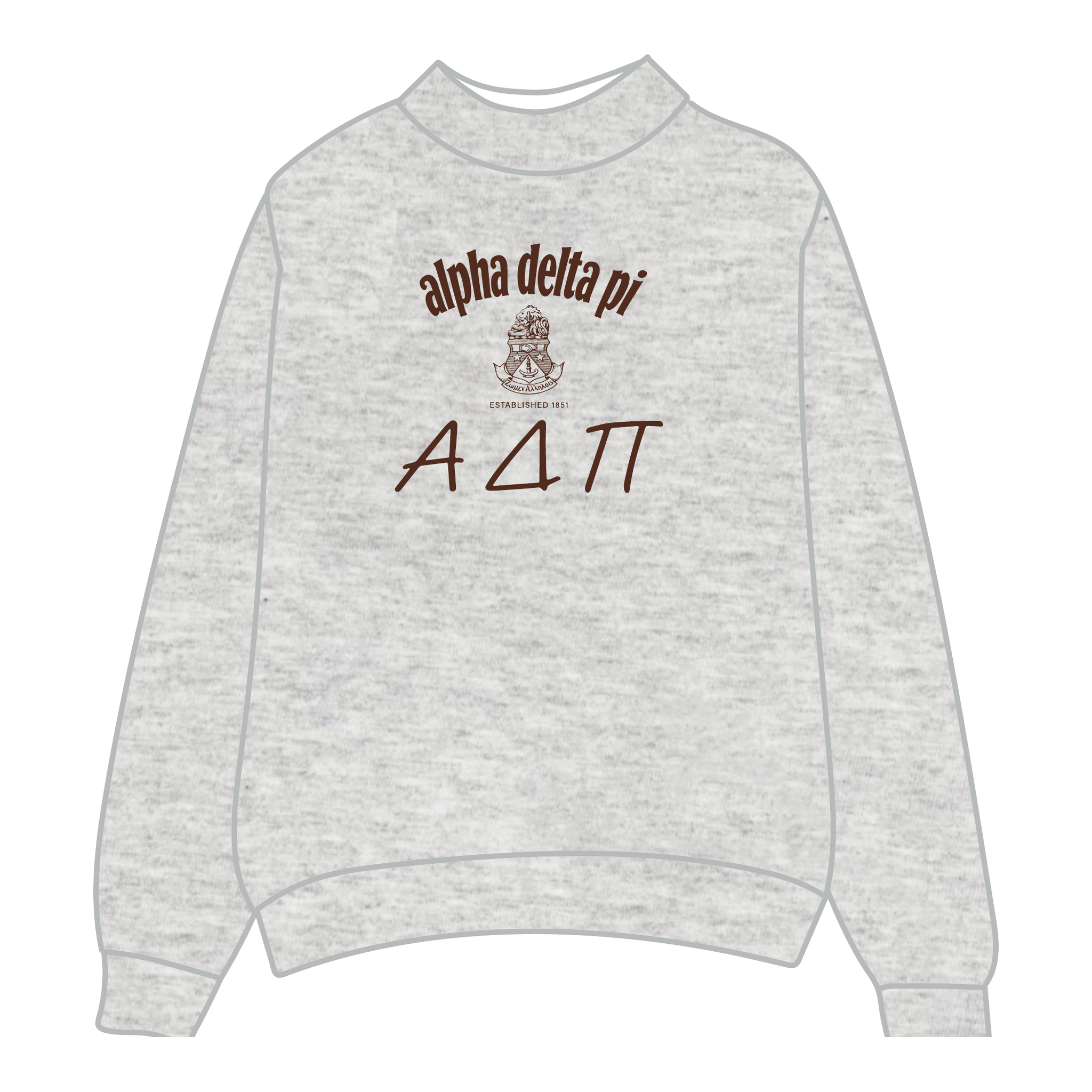 Alpha Delta Pi Mockneck Sweatshirt — Heather Gray
