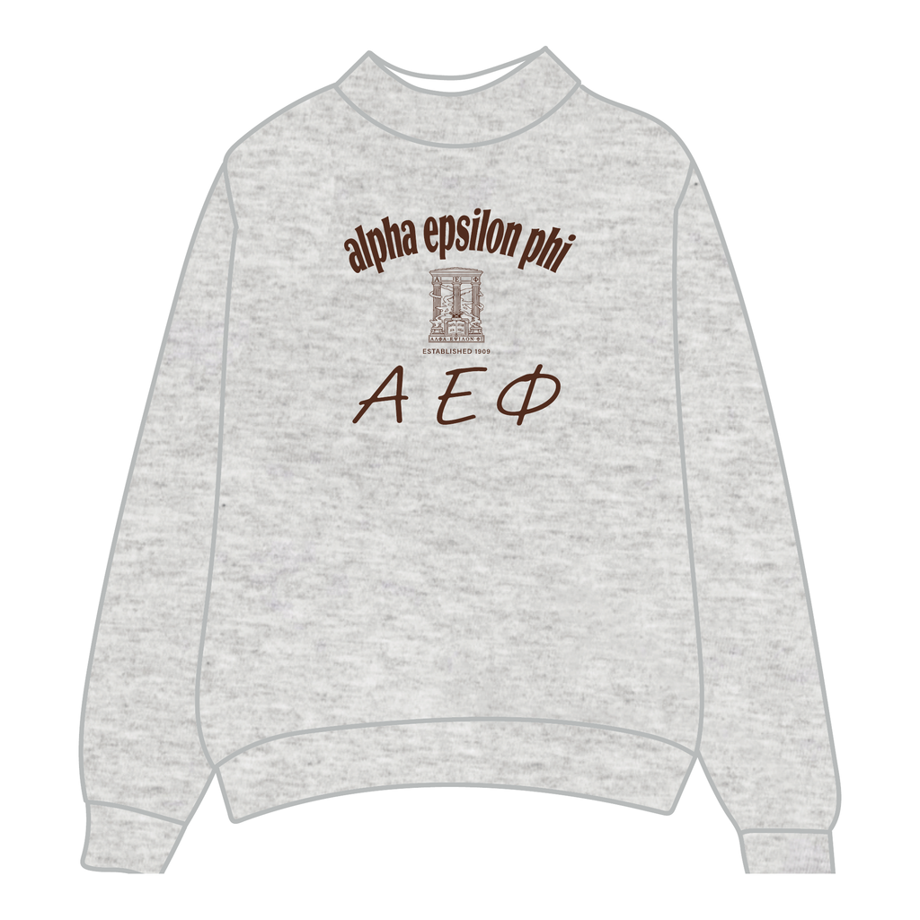 Alpha Epsilon Phi Mockneck Sweatshirt — Heather Gray