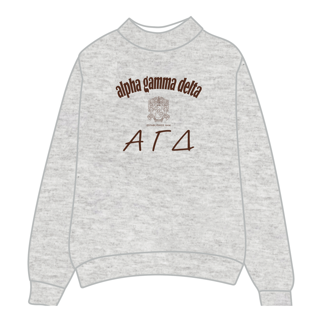 Alpha Gamma Delta Mockneck Sweatshirt — Heather Gray