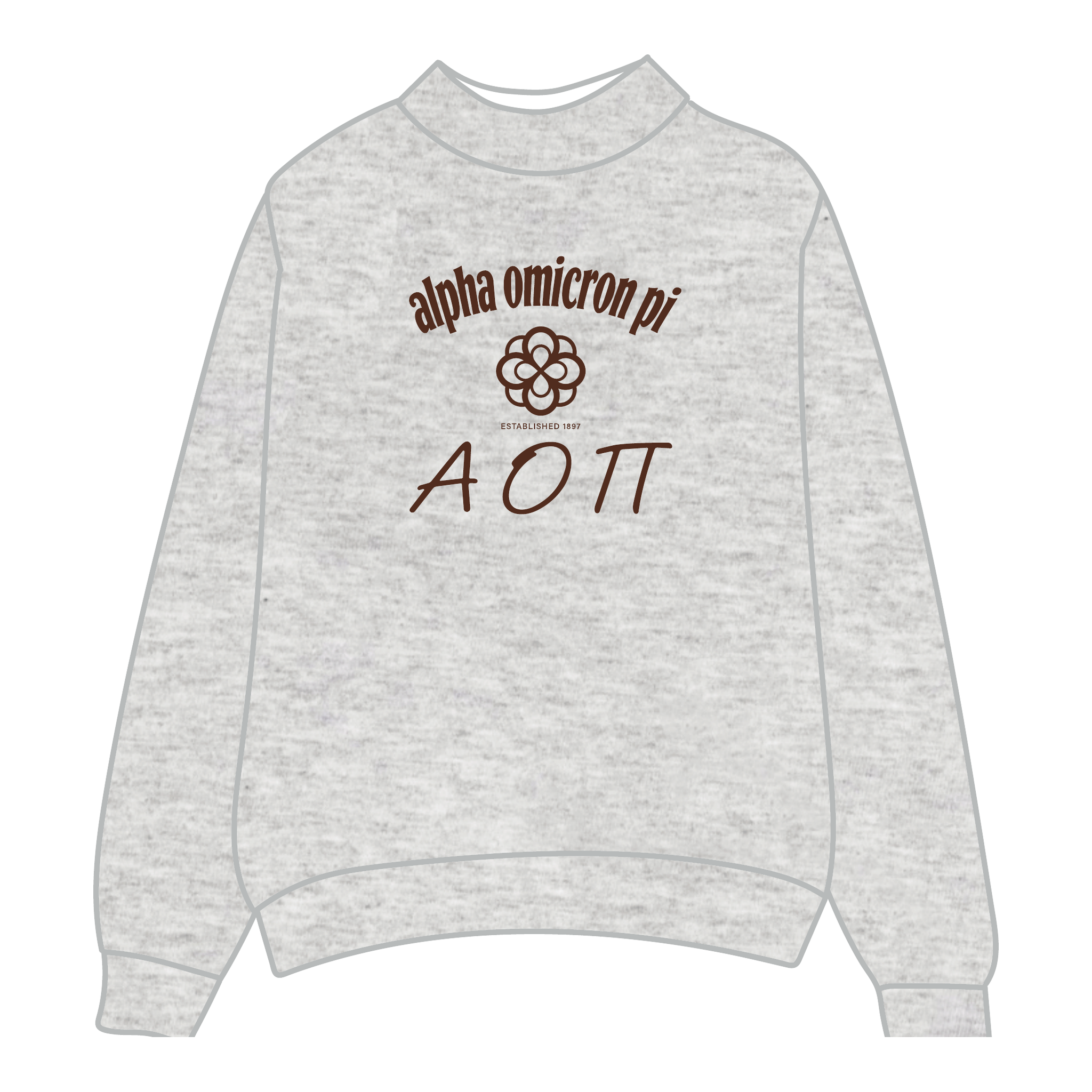 Alpha Omicron Pi Mockneck Sweatshirt — Heather Gray