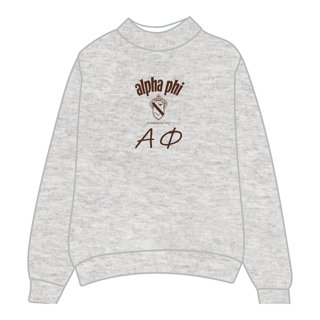 Alpha Phi Mockneck Sweatshirt — Heather Gray