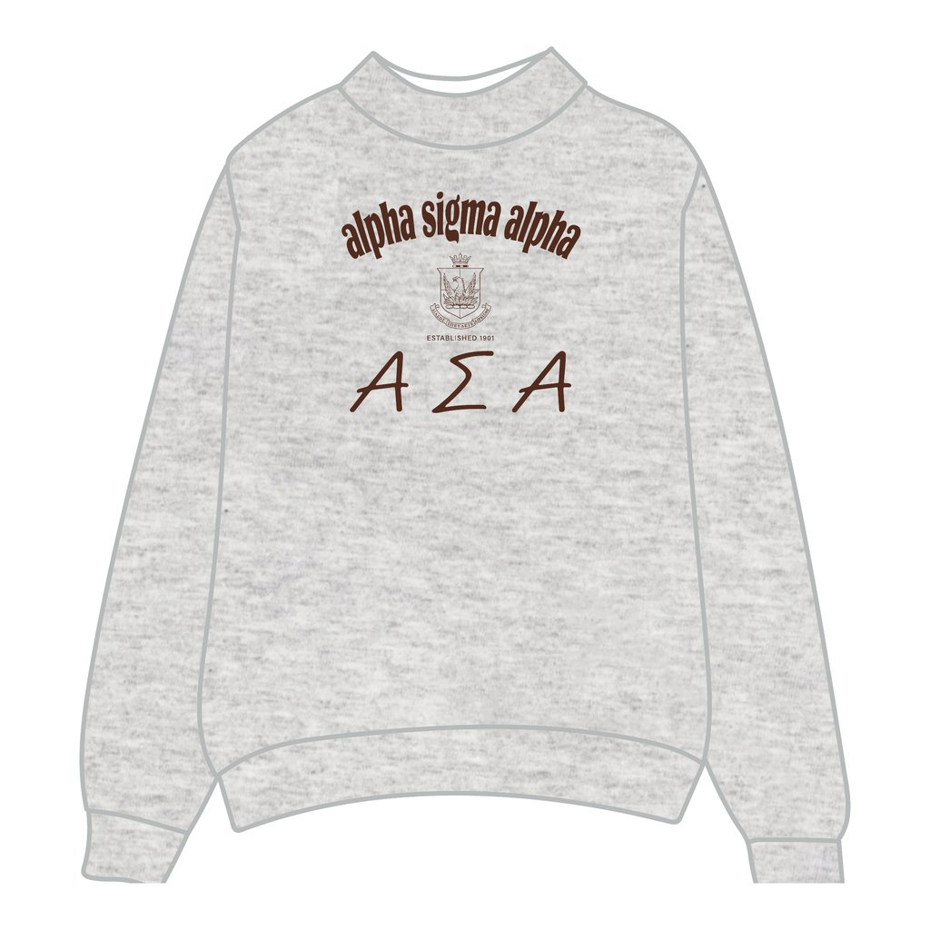 Alpha Sigma Alpha Mockneck Sweatshirt — Heather Gray
