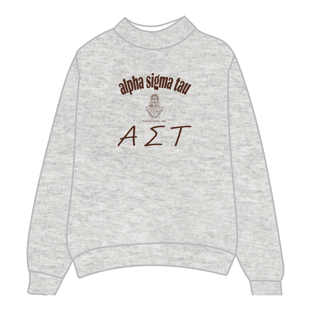 Alpha Sigma Tau Mockneck Sweatshirt — Heather Gray
