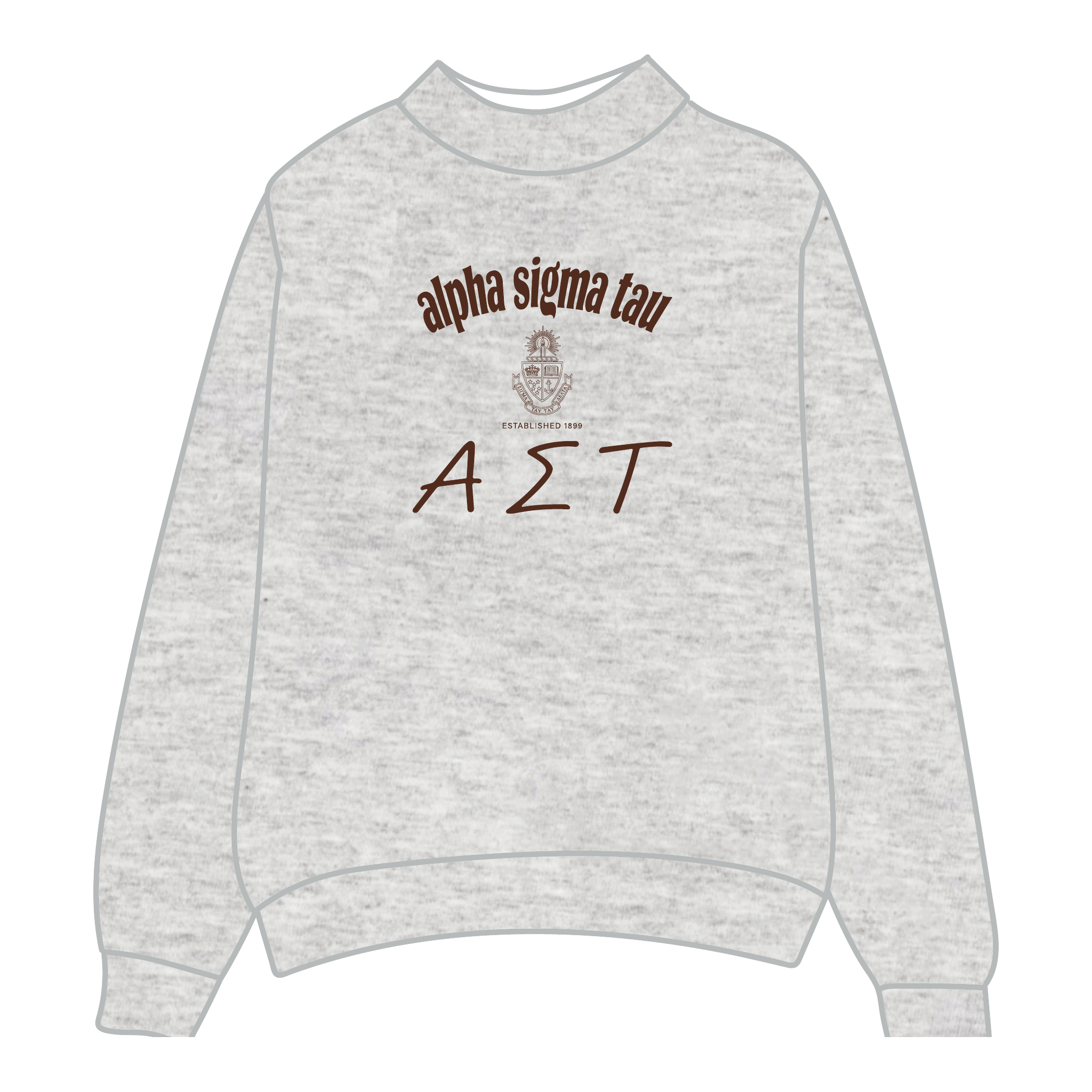 Alpha Sigma Tau Mockneck Sweatshirt — Heather Gray