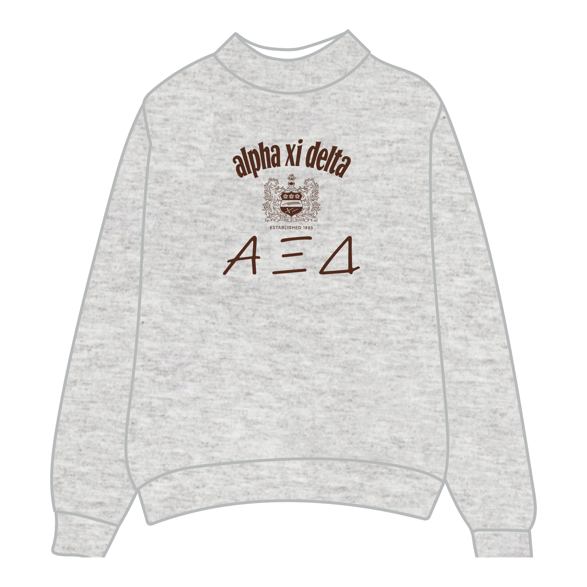 Alpha Xi Delta Mockneck Sweatshirt — Heather Gray