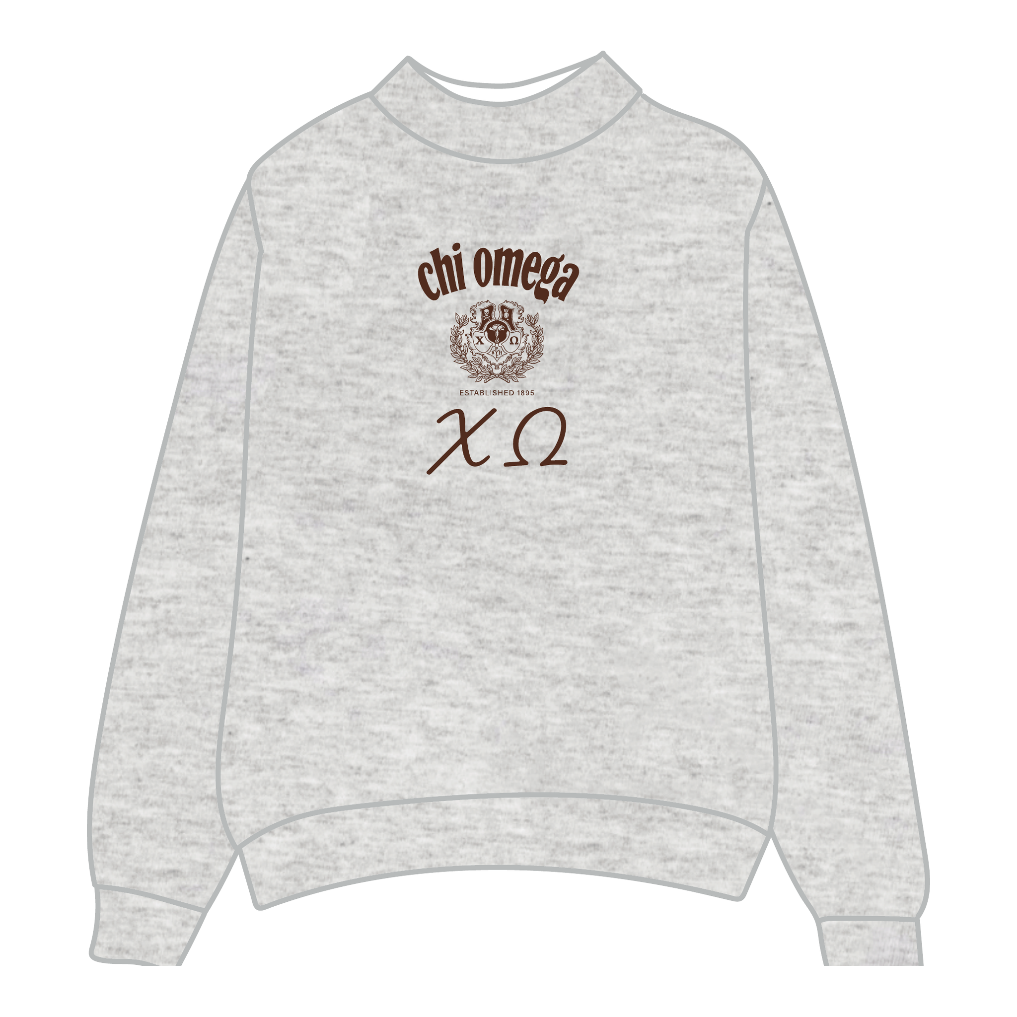 Chi Omega Mockneck Sweatshirt — Heather Gray