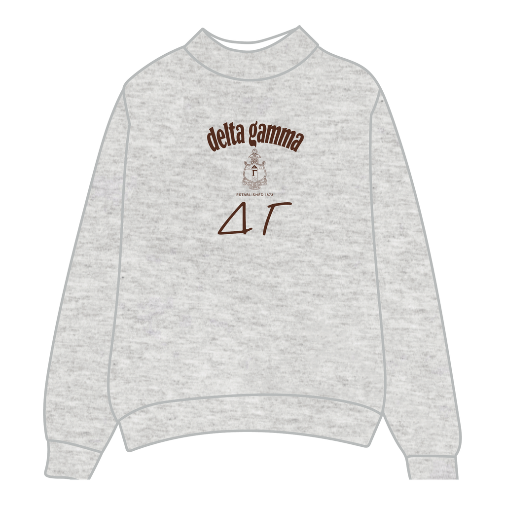 Delta Gamma Mockneck Sweatshirt — Heather Gray