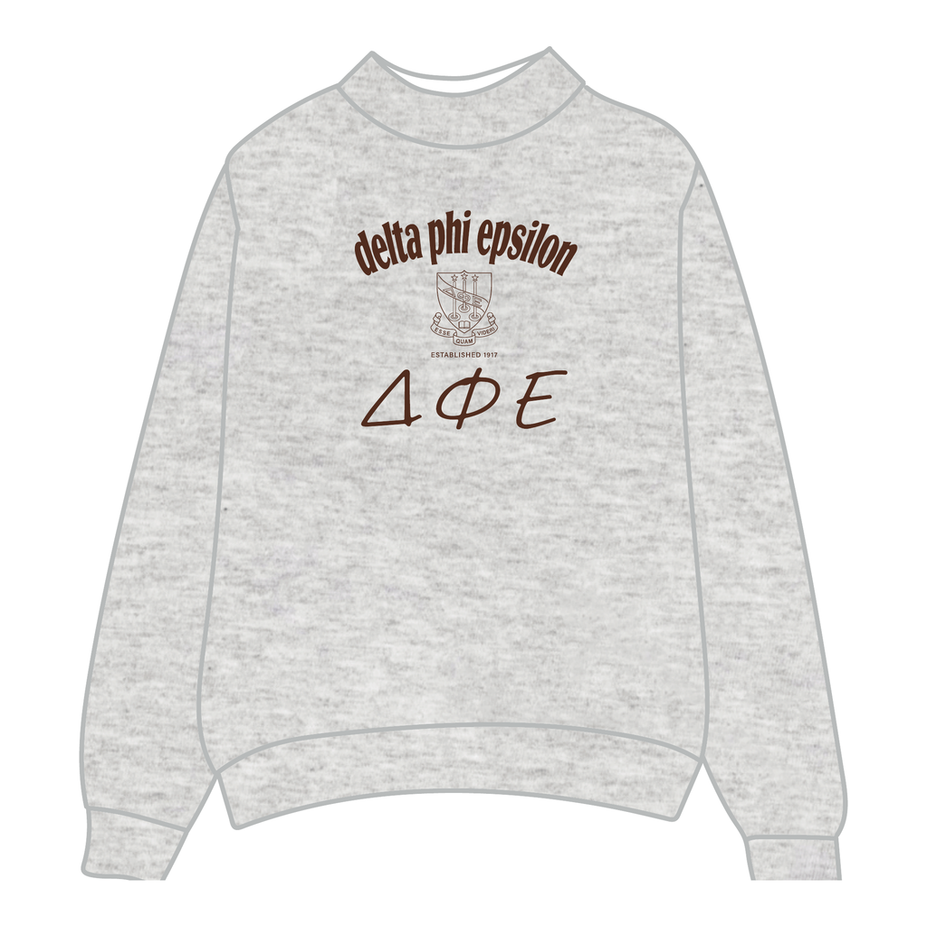 Delta Phi Epsilon Mockneck Sweatshirt — Heather Gray