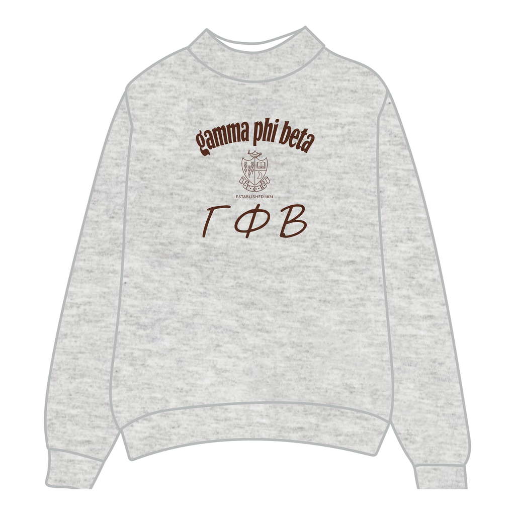 Gamma Phi Beta Mockneck Sweatshirt — Heather Gray