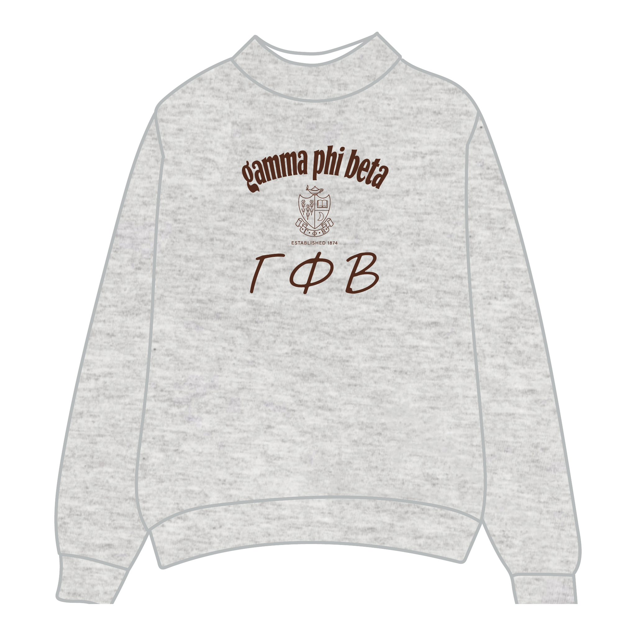 Gamma Phi Beta Mockneck Sweatshirt — Heather Gray