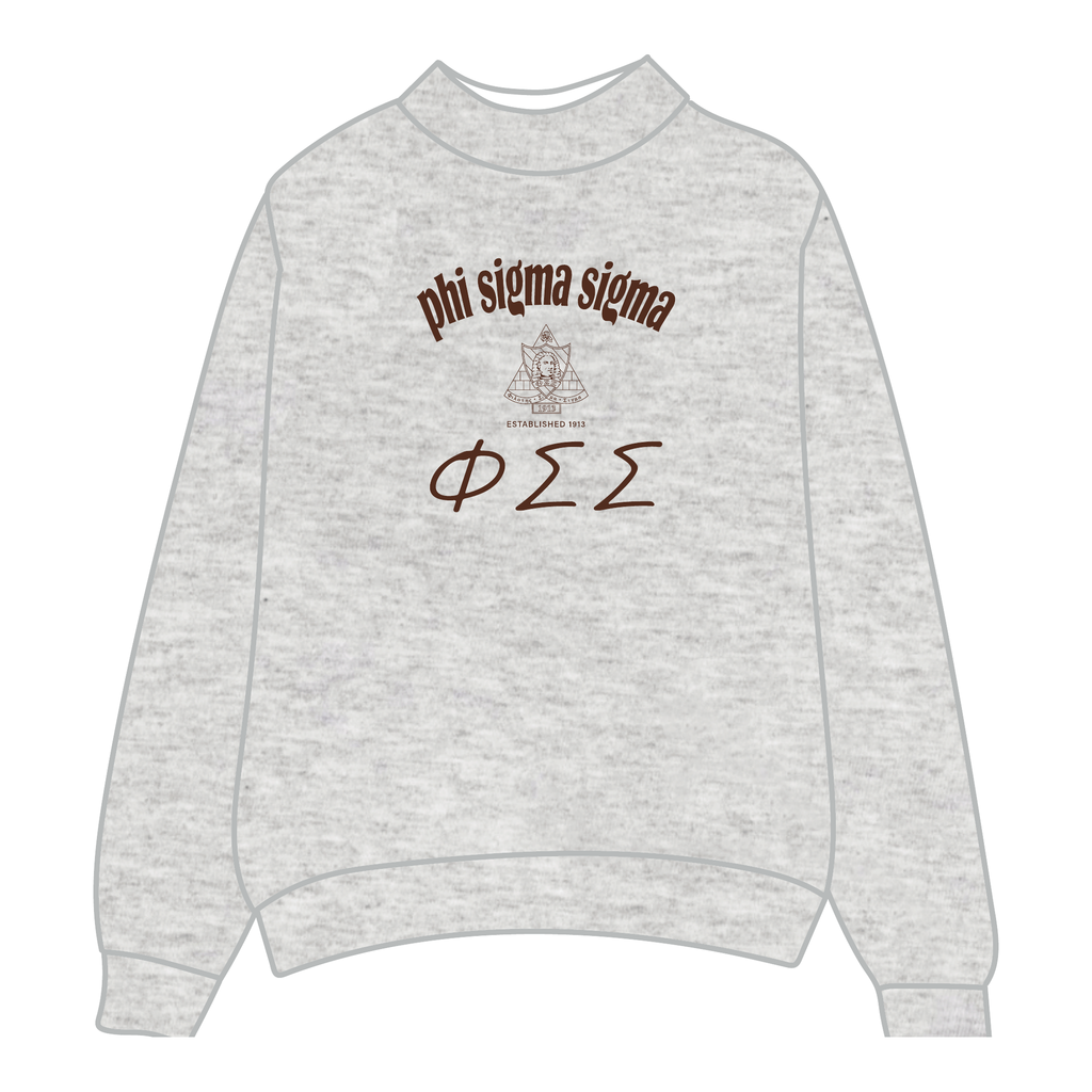 Phi Sigma Sigma Mockneck Sweatshirt — Heather Gray