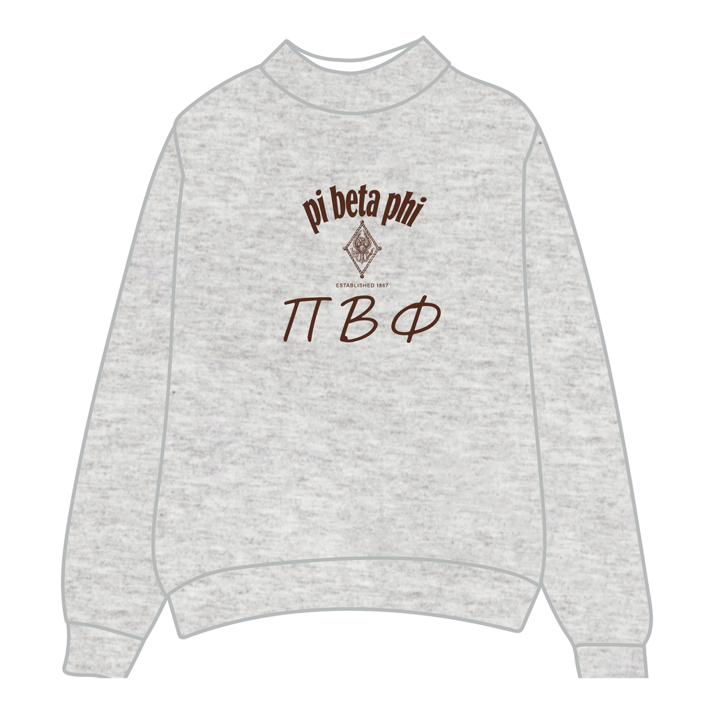 Pi Beta Phi Mockneck Sweatshirt — Heather Gray