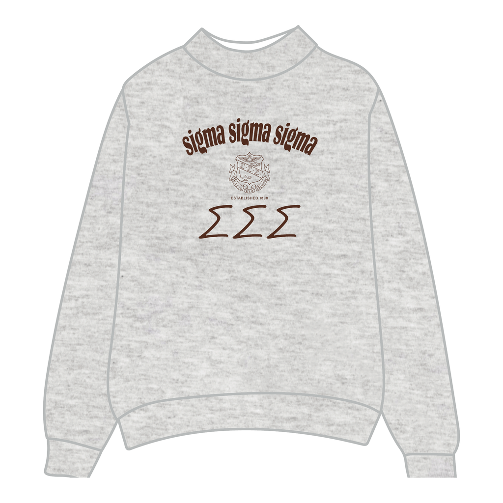 Sigma Sigma Sigma Mockneck Sweatshirt — Heather Gray