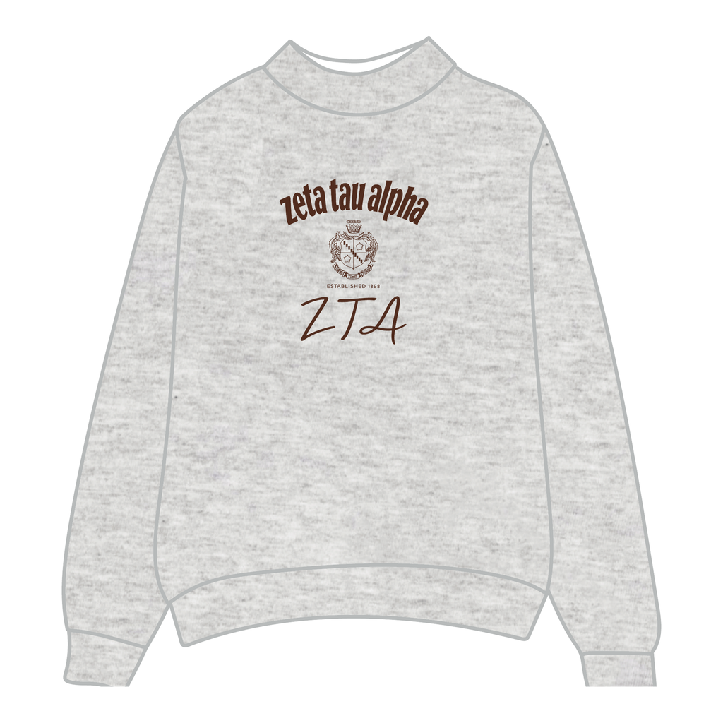 Zeta Tau Alpha Mockneck Sweatshirt — Heather Gray