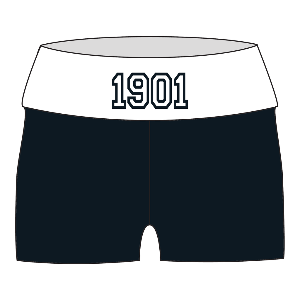Alpha Sigma Alpha Fold Over Shorts — Black & White