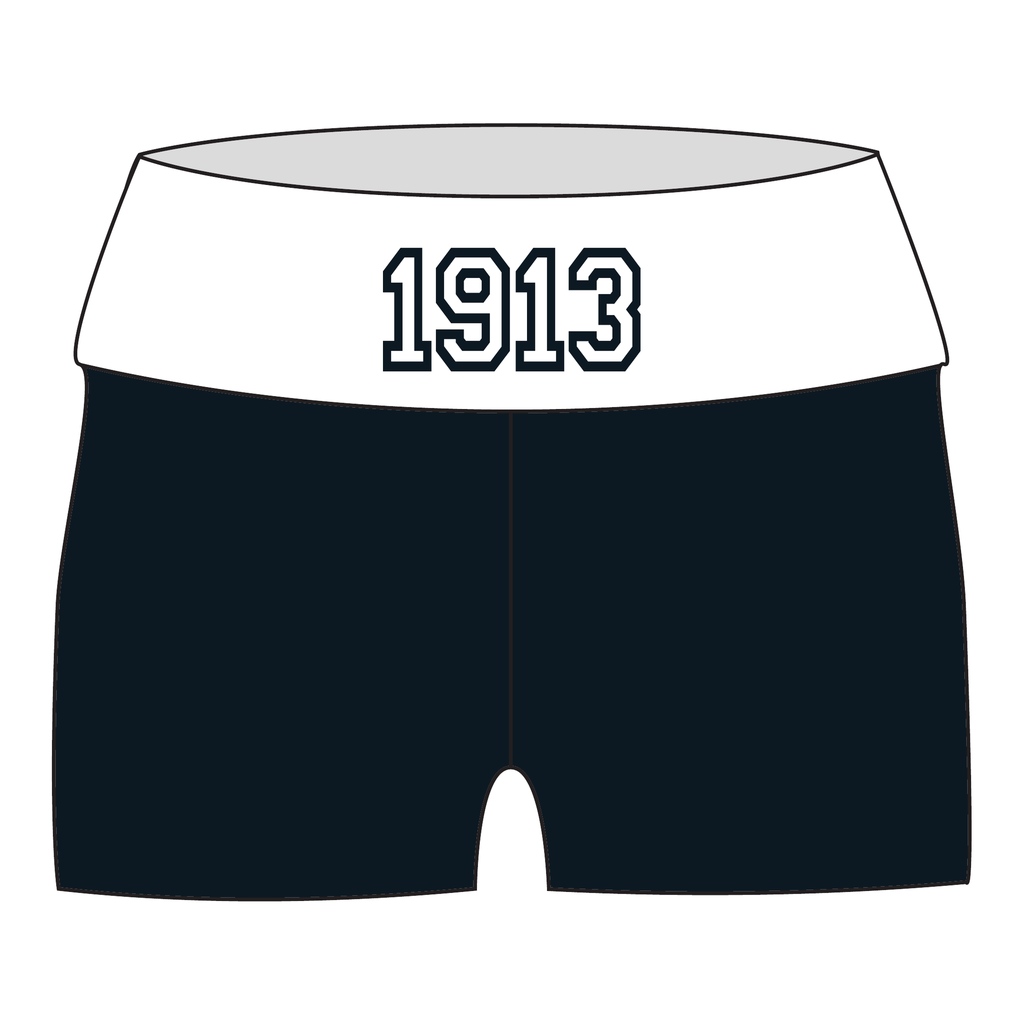 Phi Sigma Sigma Fold Over Shorts — Black & White