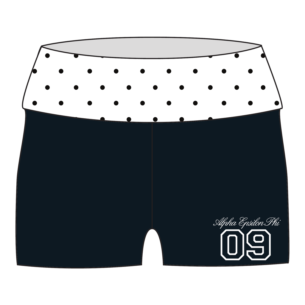 Alpha Epsilon Phi Fold Over Shorts — Polka Dot